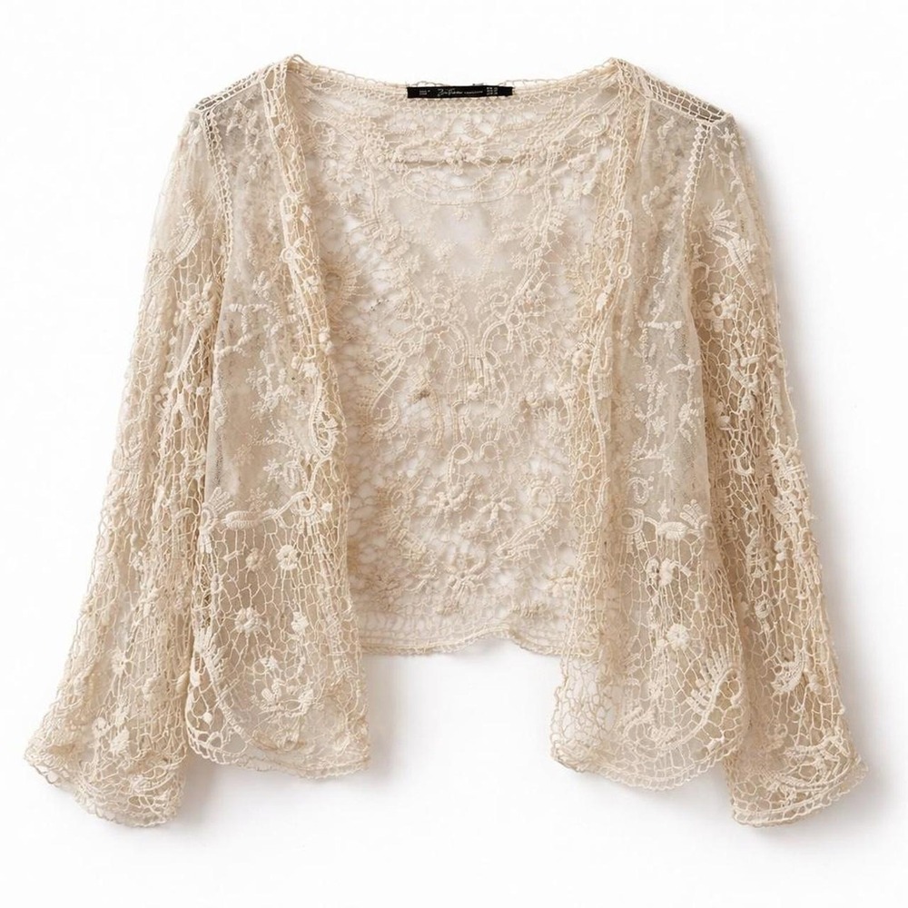 Prairie Romance open knit hippie Y2K Witchy Boho top ZARA Ethereal Lace Fairy